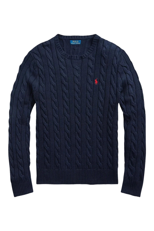 Yuvarlak Yaka Saç Örgü Triko Kazak