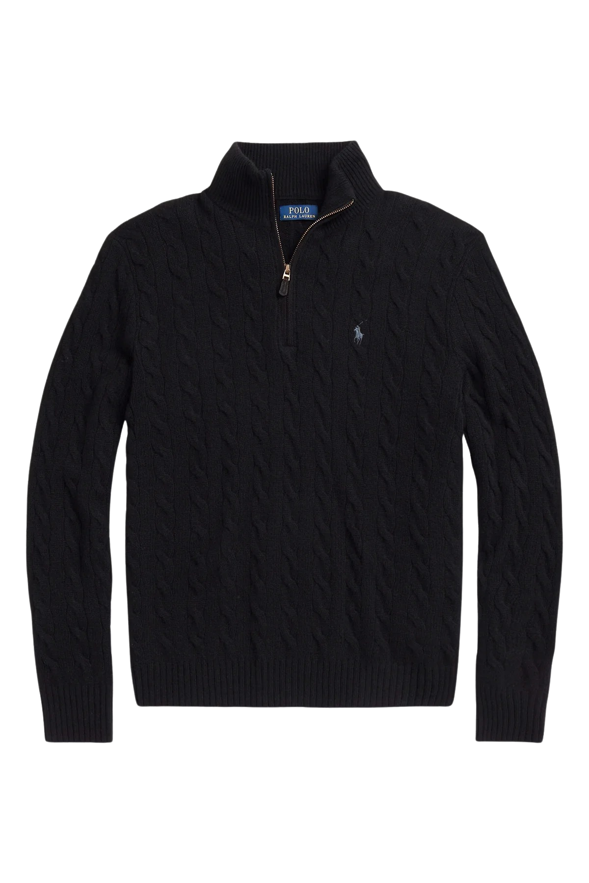 Yarım Fermuarlı Dik Yaka Saç Örgü Kaşmir Yün Triko Kazak