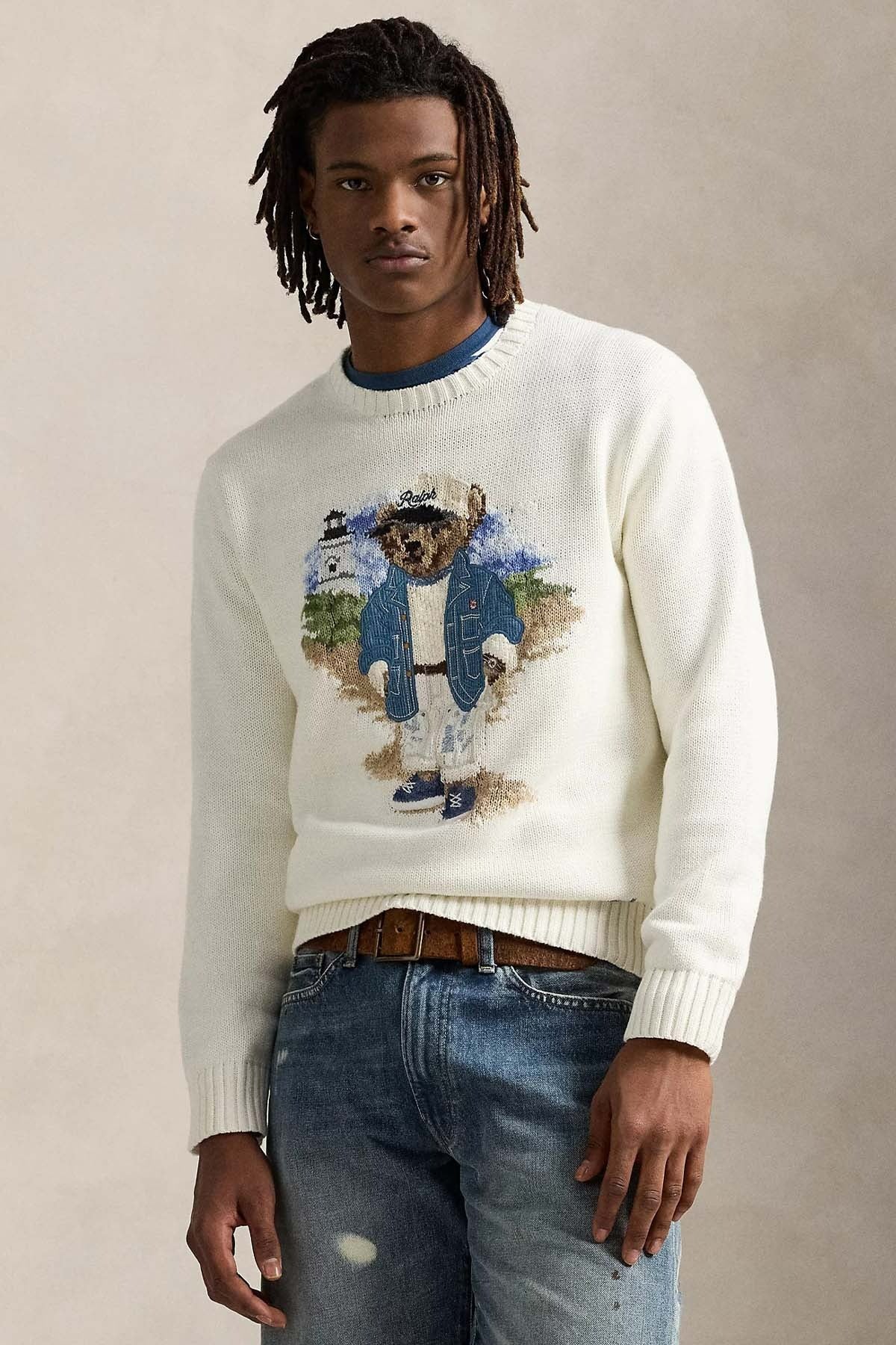 Relaxed Fit Bear Örgü Triko Kazak