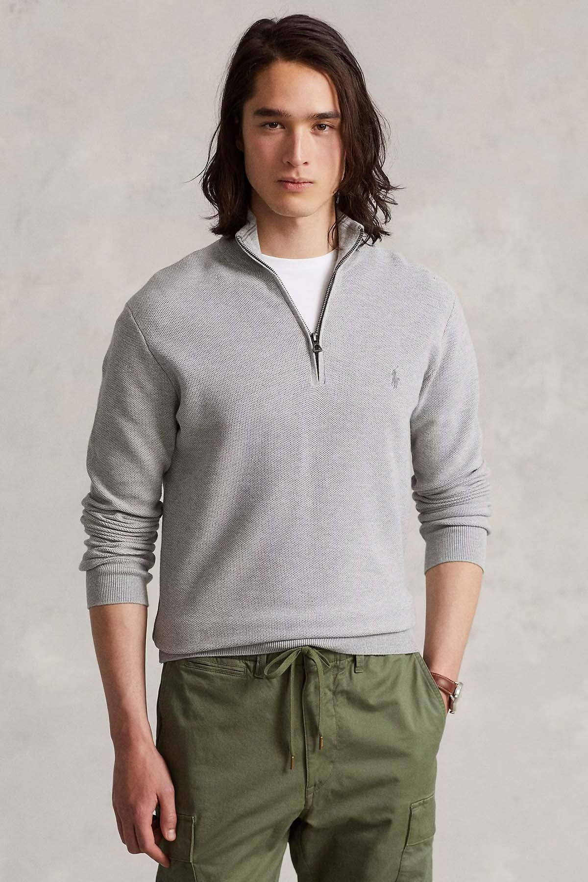 Yarım Fermuarlı Regular Fit Örgü Triko