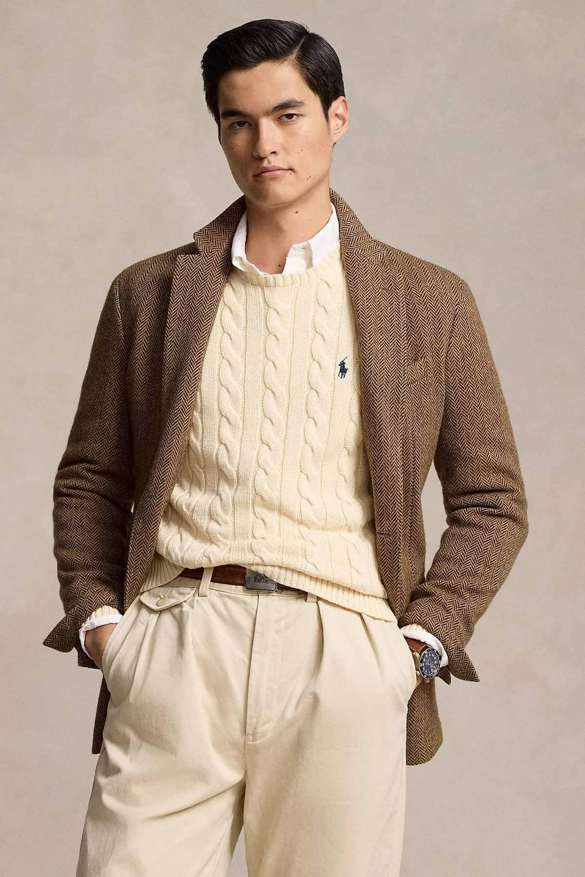 Yuvarlak Yaka Saç Örgü Triko Kazak