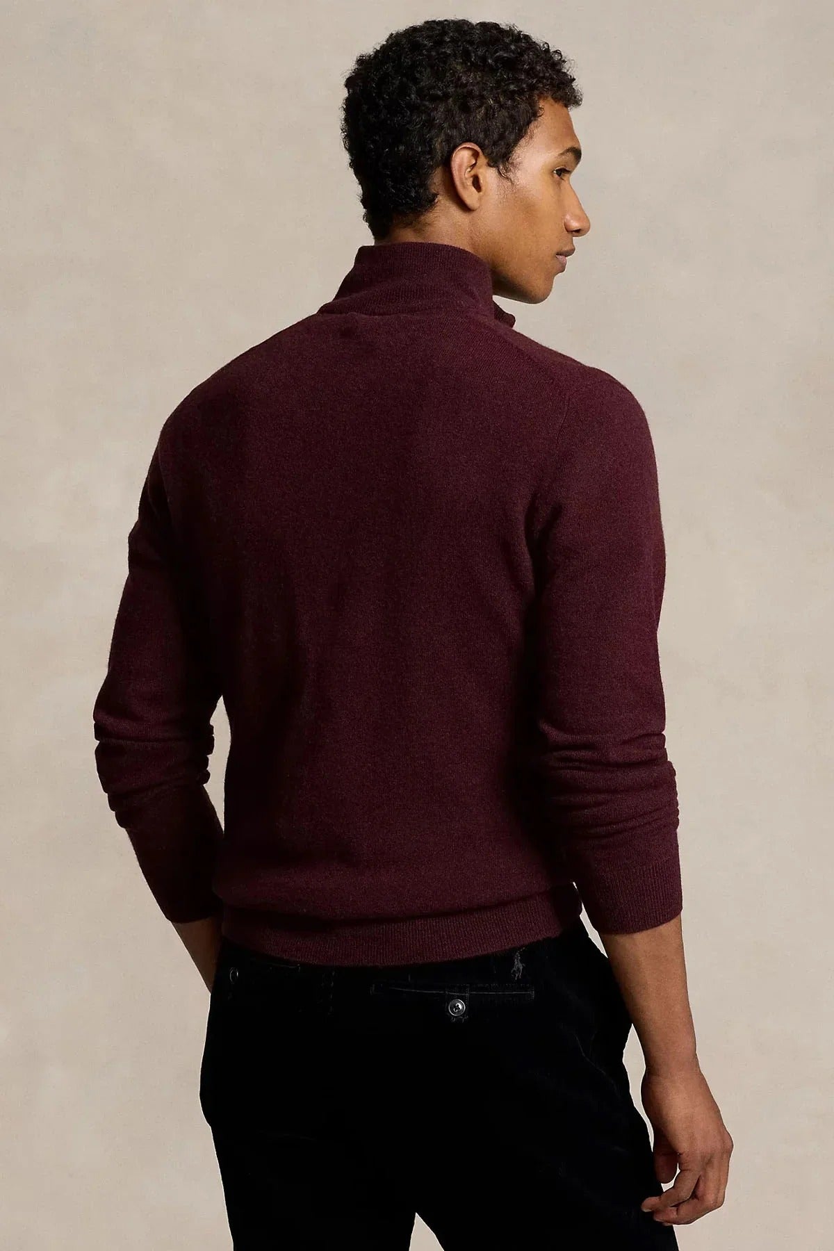 Dik Yaka Yarım Fermuarlı Örgü Yün Triko Kazak