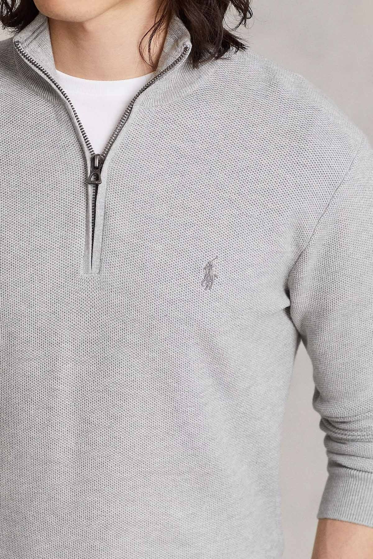 Yarım Fermuarlı Regular Fit Örgü Triko