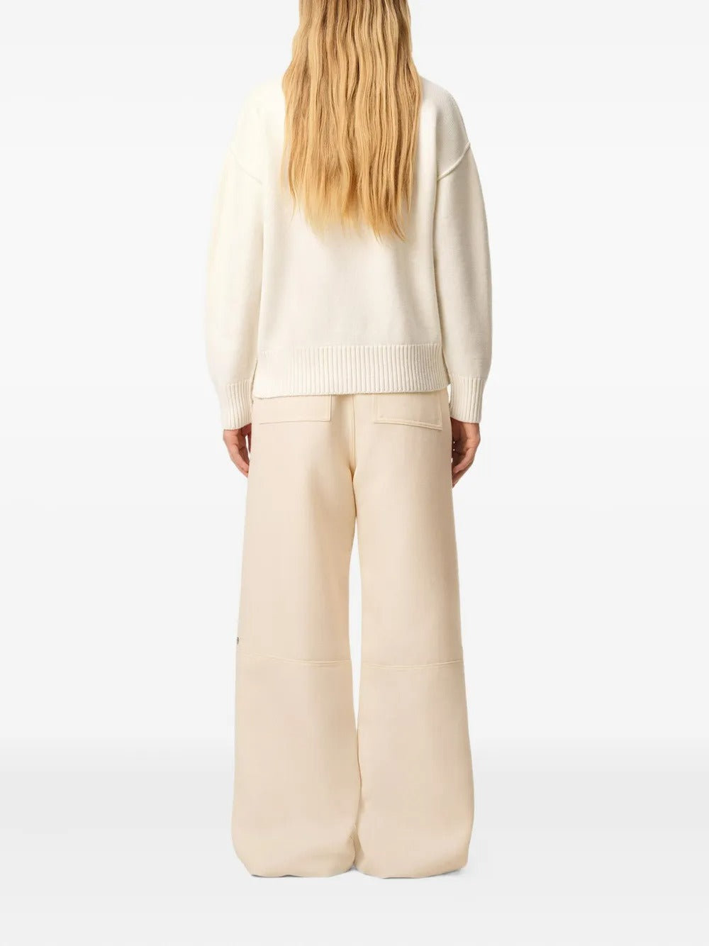 Beyaz Polo Yaka Yün Kazak