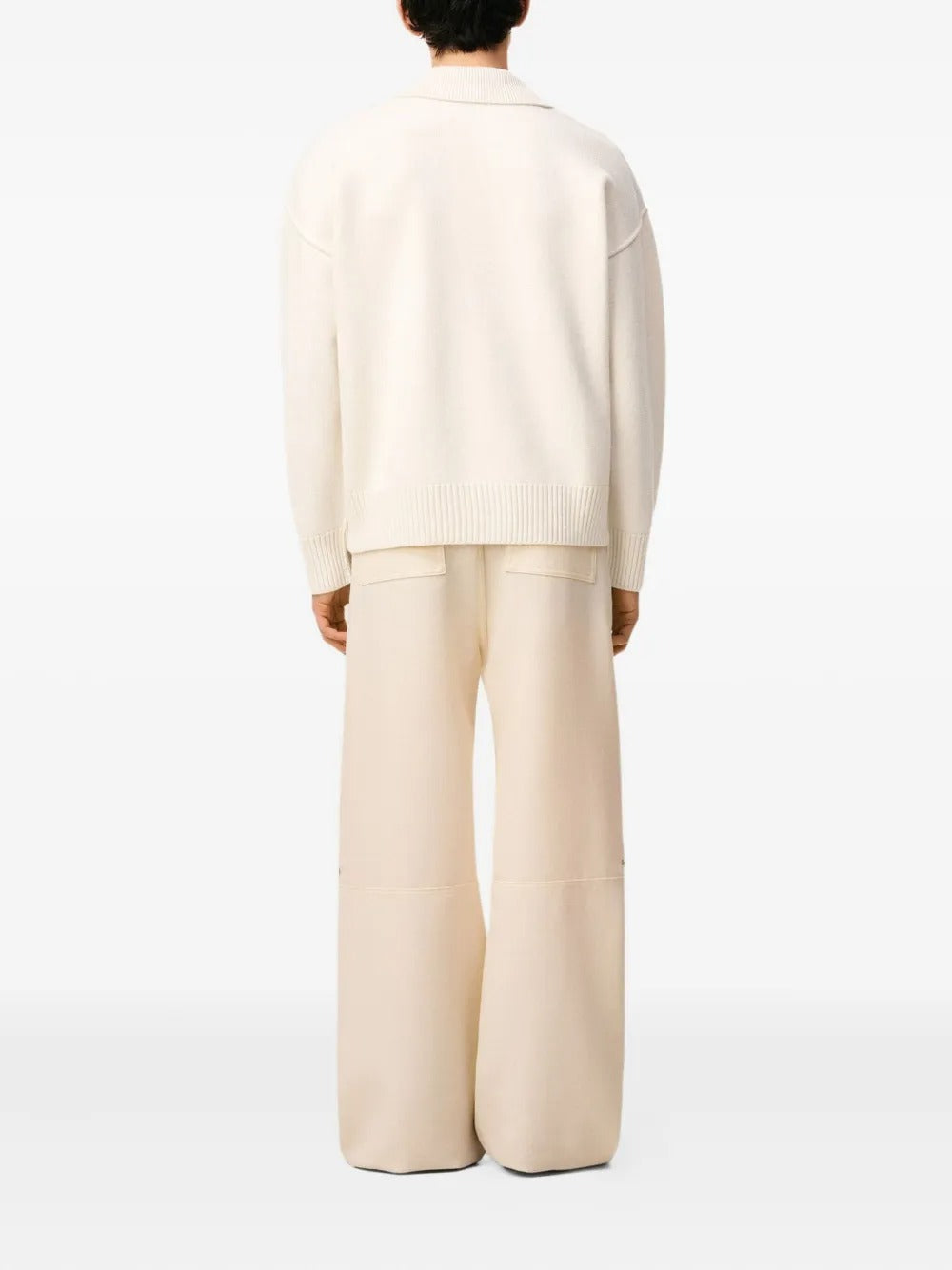 Beyaz Polo Yaka Yün Kazak