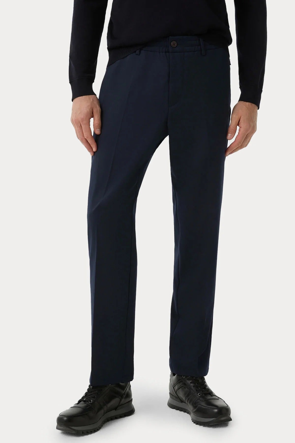 Rahat Kesim Lastikli Yün Pantolon - Lacivert