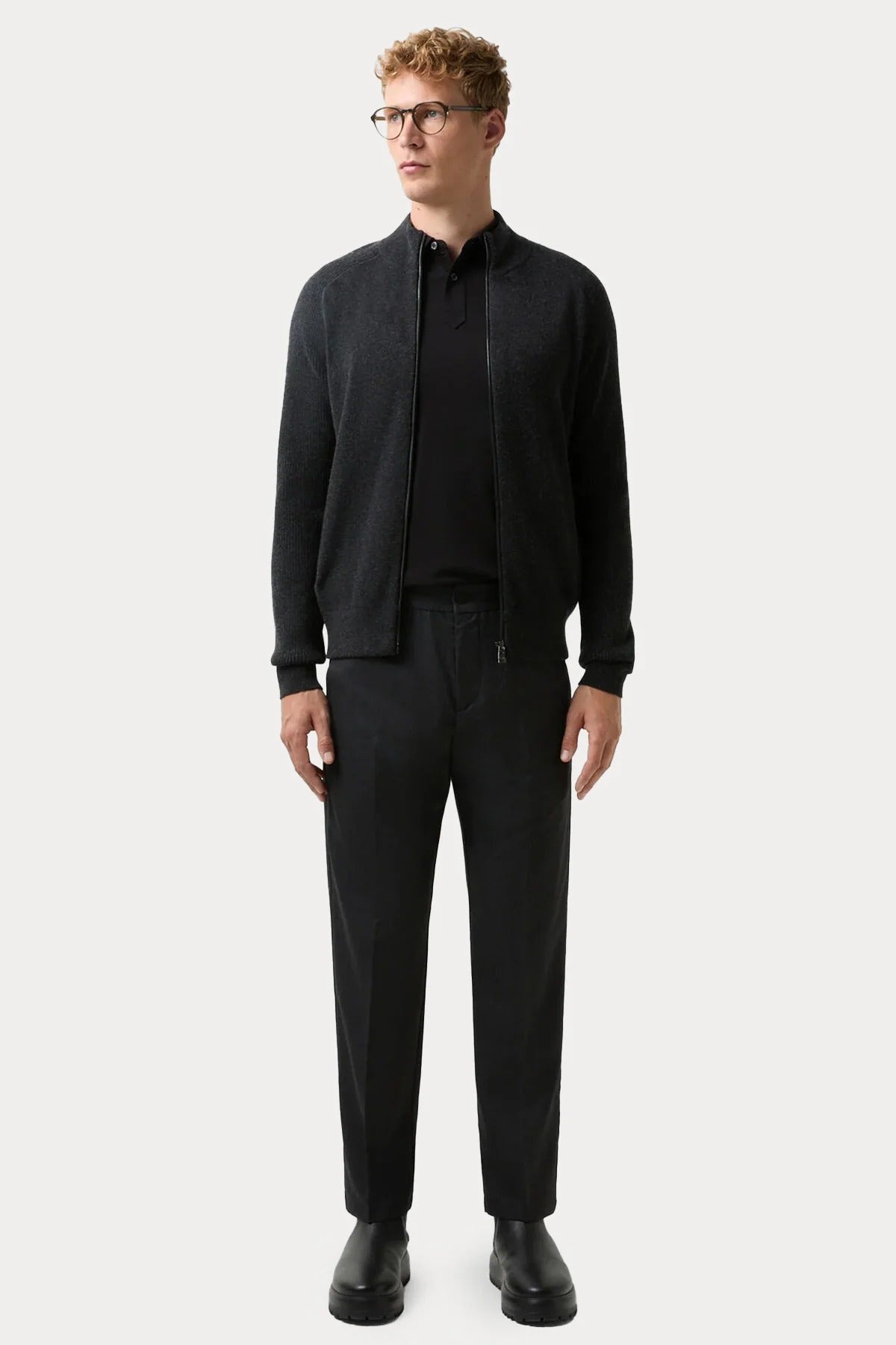 Rahat Kesim Lastikli Yün Pantolon - Füme