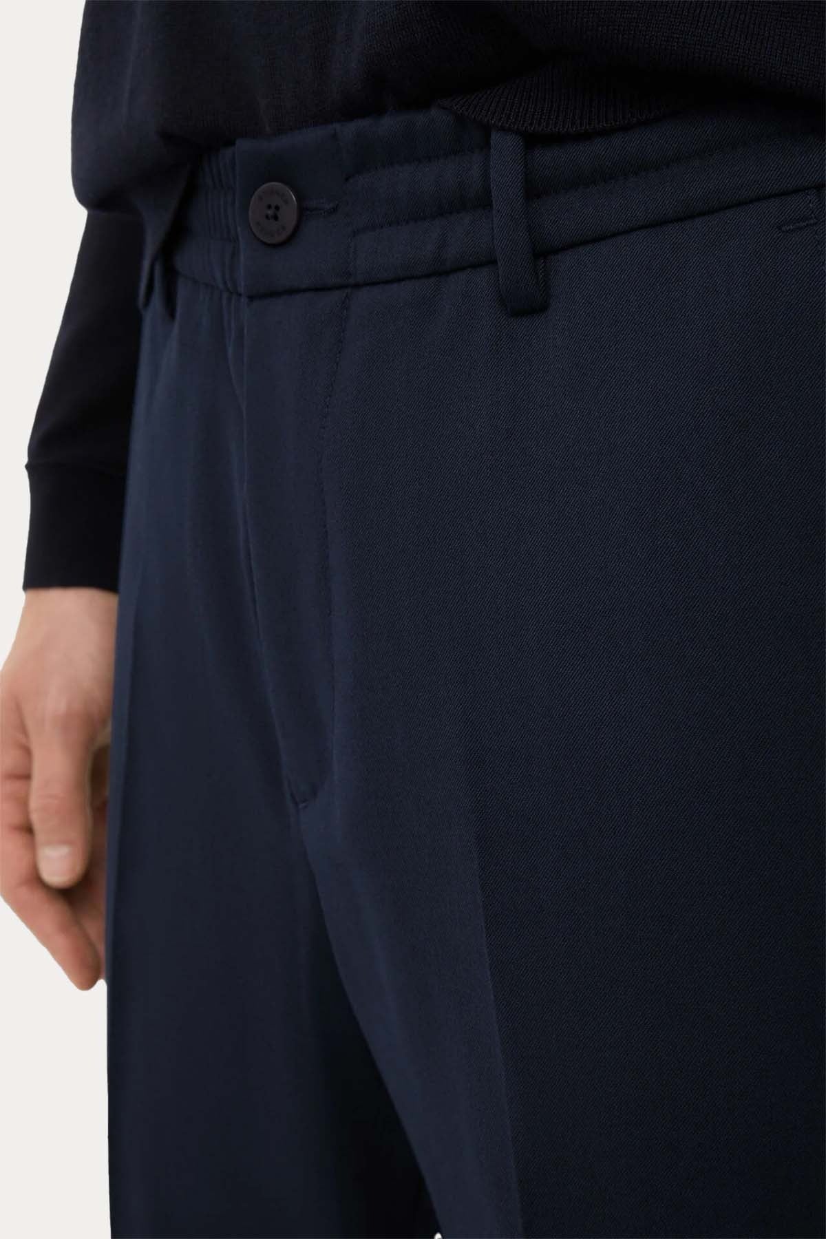 Rahat Kesim Lastikli Yün Pantolon - Lacivert