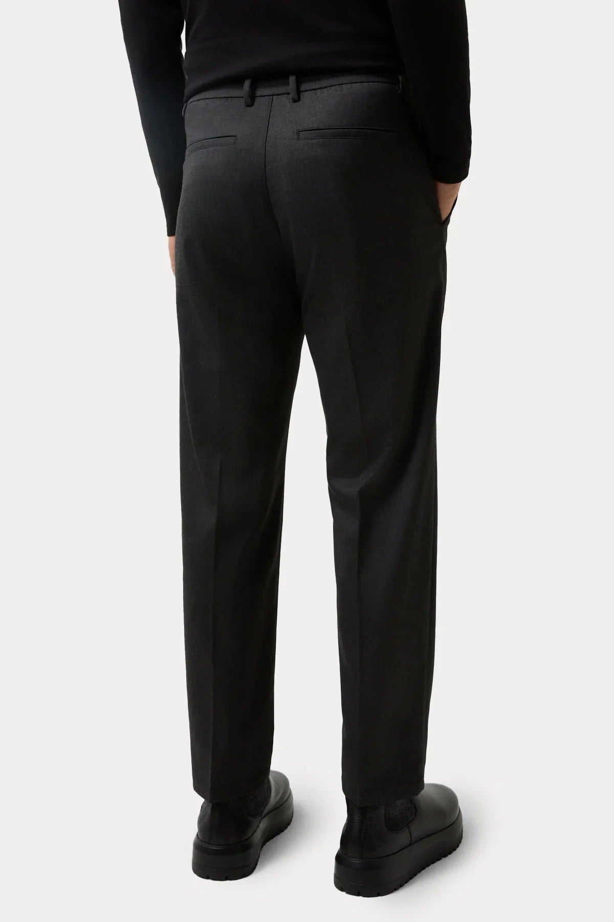 Rahat Kesim Lastikli Yün Pantolon - Füme