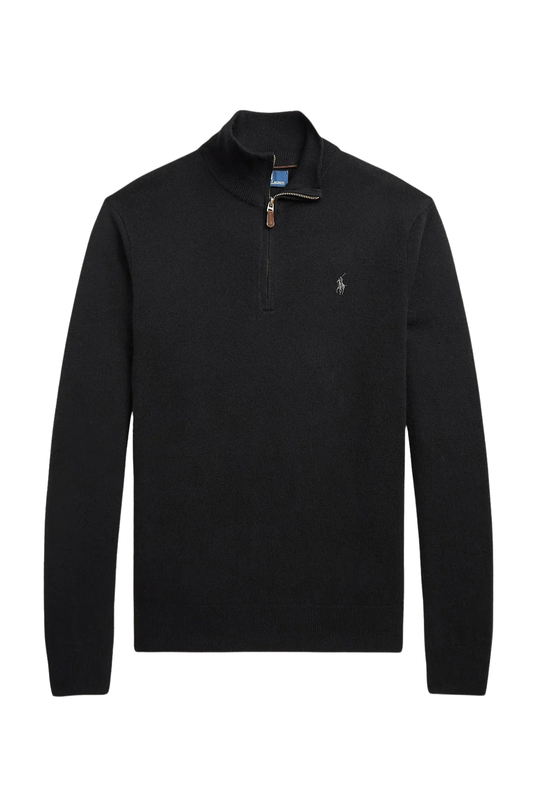 Dik Yaka Yarım Fermuarlı Örgü Yün Triko Kazak