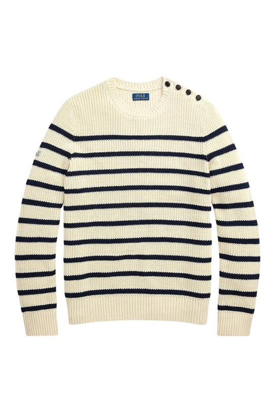 Relaxed Fit Çizgili Örgü Keten Triko Kazak