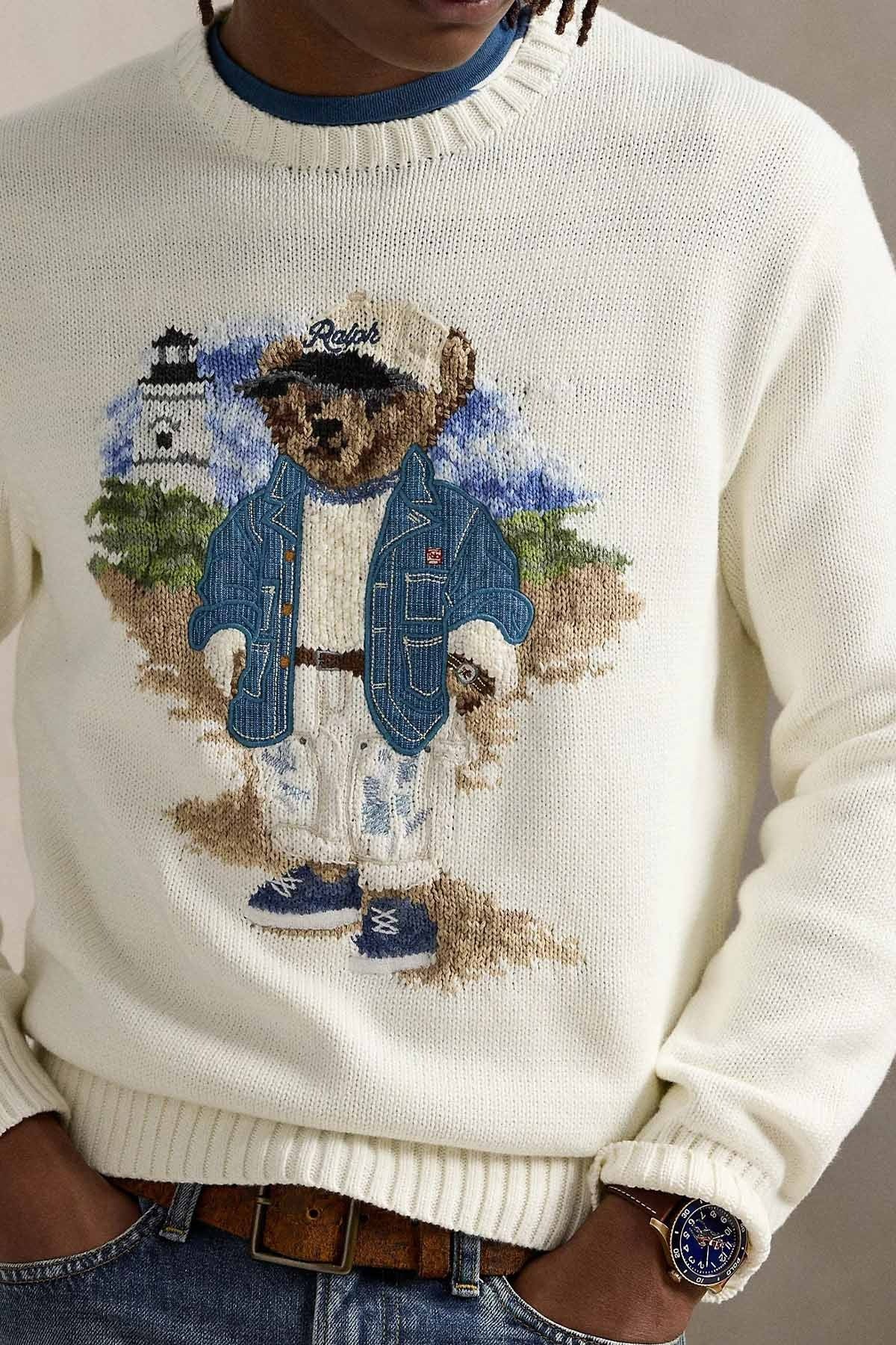 Relaxed Fit Bear Örgü Triko Kazak