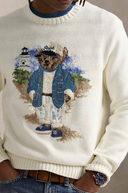 Relaxed Fit Bear Örgü Triko Kazak