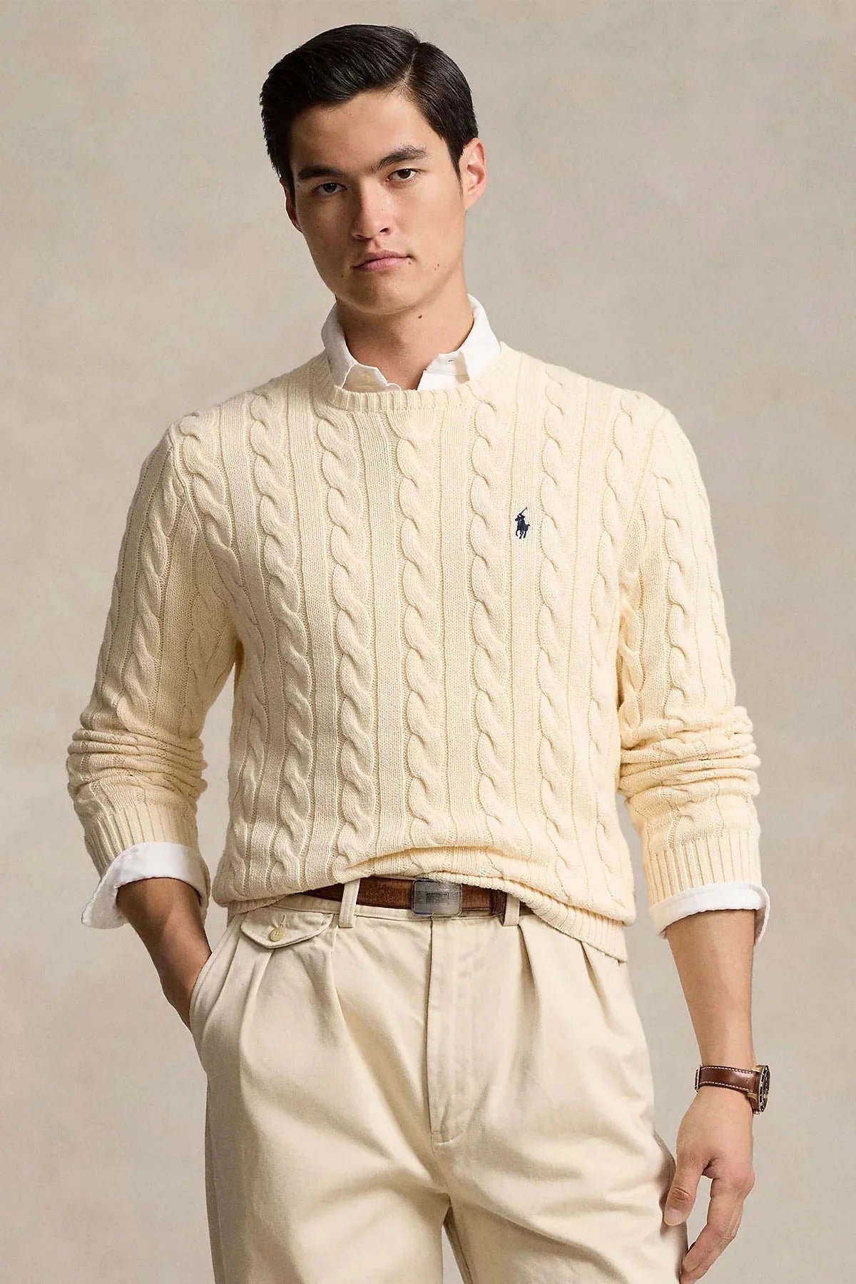 Yuvarlak Yaka Saç Örgü Triko Kazak