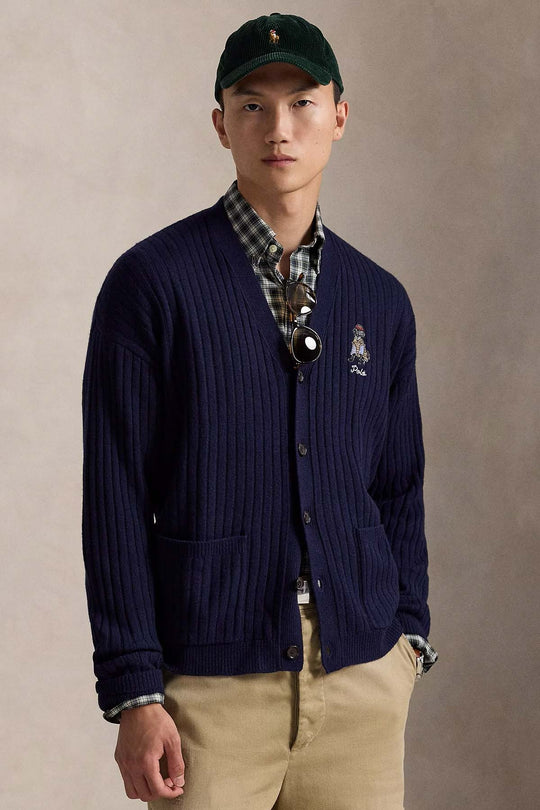 Relaxed Fit Bear Örgü Yün Triko Ceket