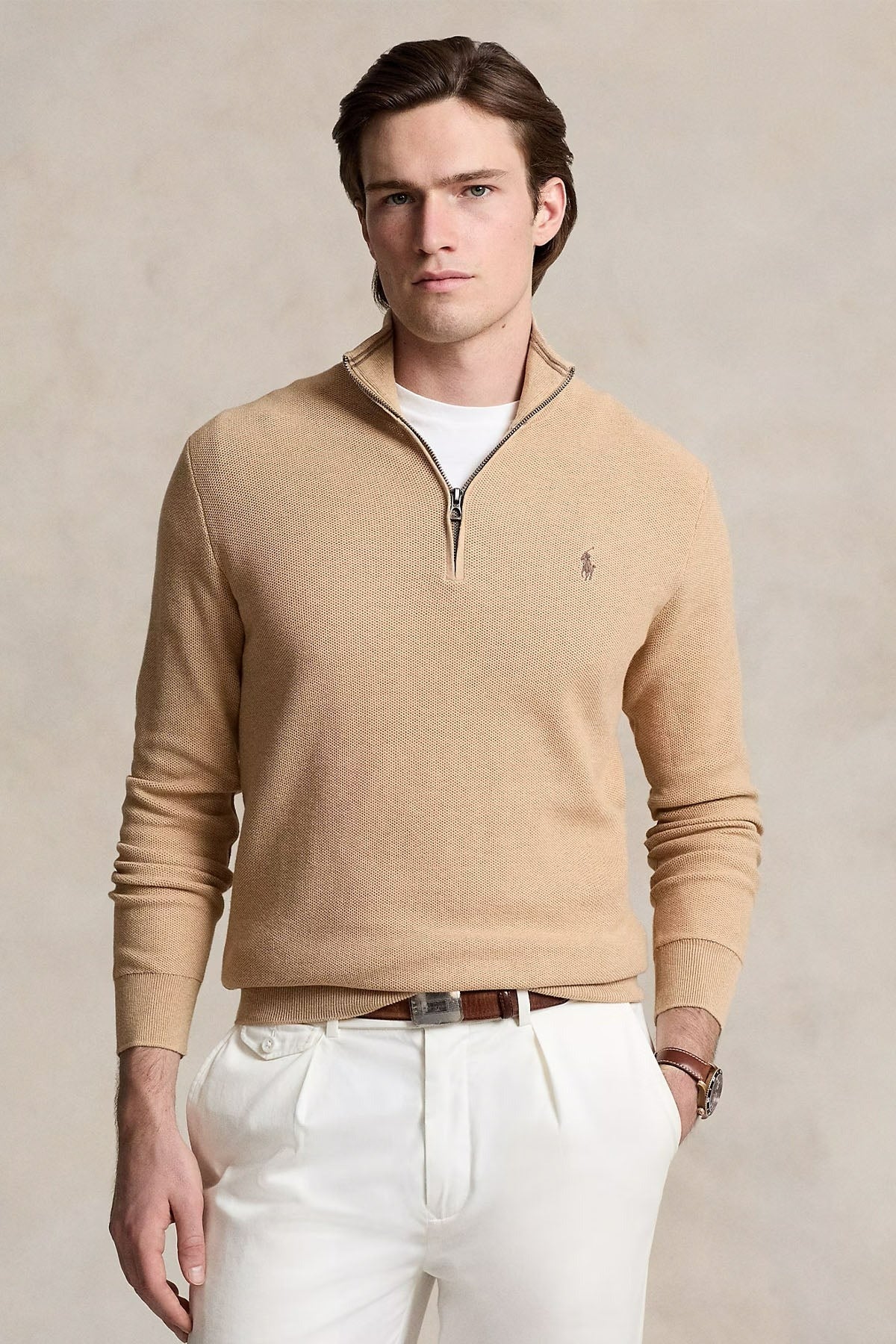 Regular Fit Perkins Yaka Örgü Triko Kazak