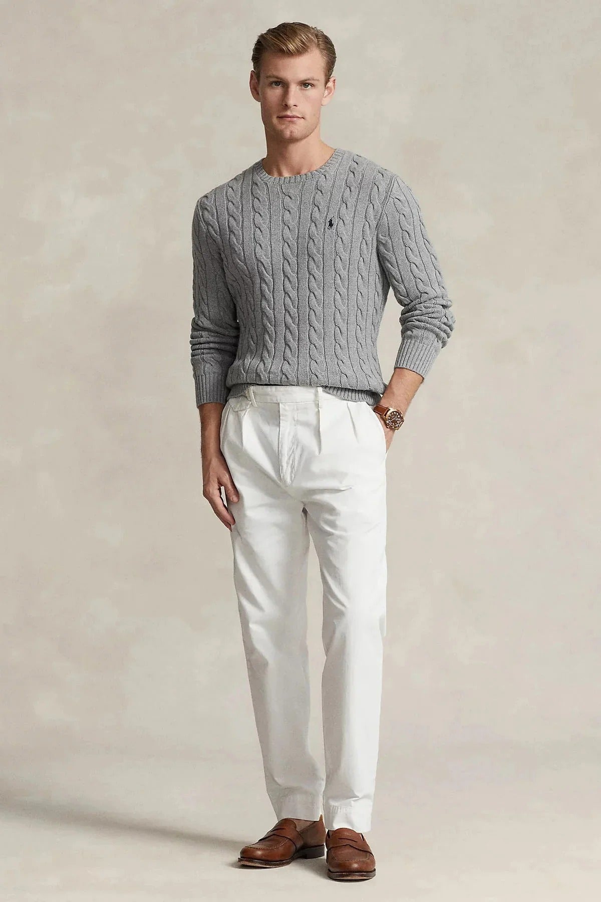 Yuvarlak Yaka Saç Örgü Triko Kazak