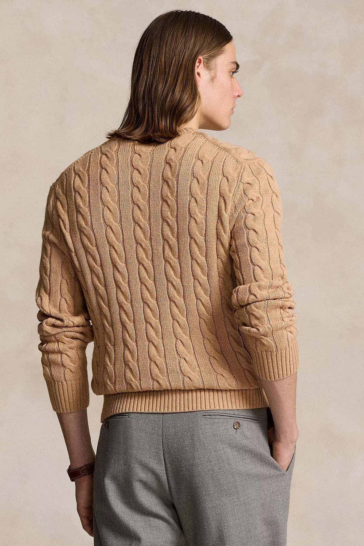 Klasik Saç Örgü Yuvarlak Yaka Triko Kazak