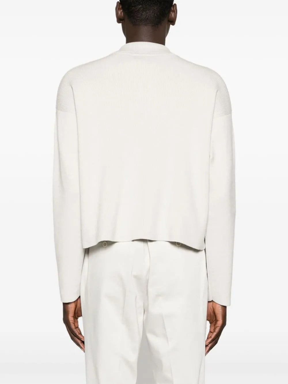 Krem Polo Yaka Yün Kazak (Kırmızı Detaylı)