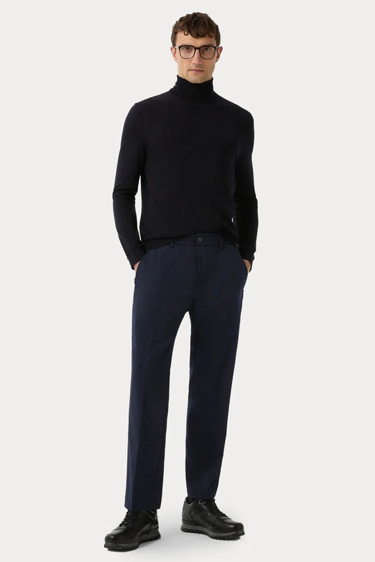 Rahat Kesim Lastikli Yün Pantolon - Lacivert