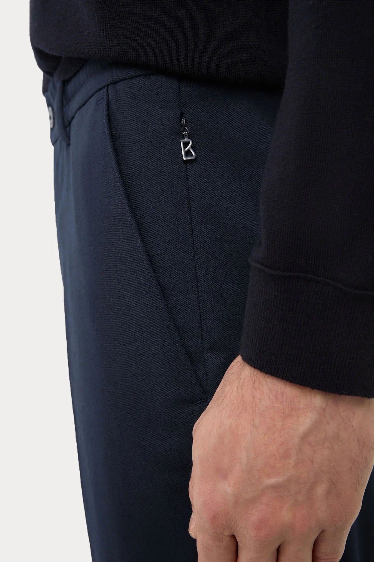 Rahat Kesim Lastikli Yün Pantolon - Lacivert