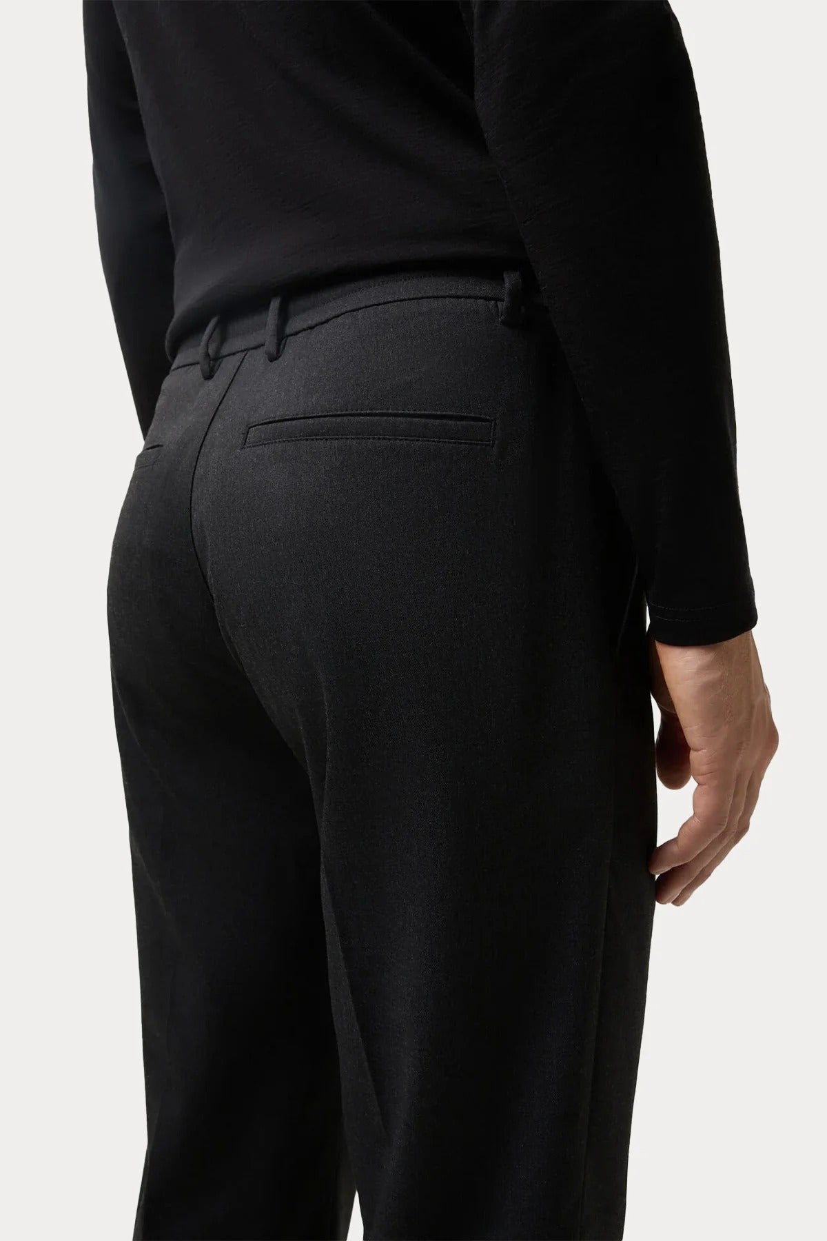 Rahat Kesim Lastikli Yün Pantolon - Füme